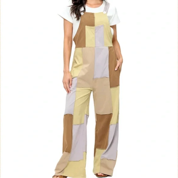 Yak & Yeti 25690 Overall Patchwork Earthy Tones Jumper Various Sizes. - Picture 1 of 3